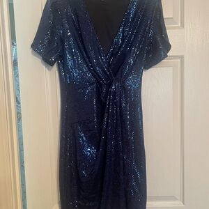 Elegant Navy Sequin Dress